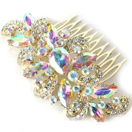 Crystal Tear Leaves Hair Comb