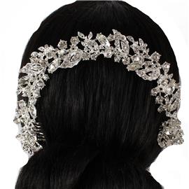 Crystal Leaf Round Hair Comb