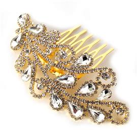 Rhinestones Swirl Tear Hair Comb