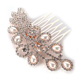 Rhinestones Pearls Tear Hair Comb