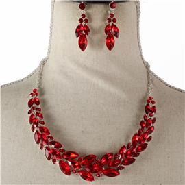 Crystal Leaves Necklace Set