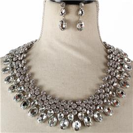 Crystal Oval Necklace Set