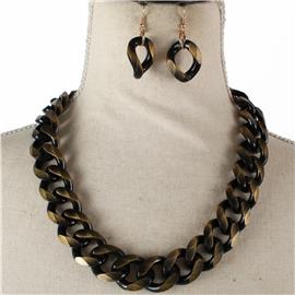 Metal Link Chain Necklace Set