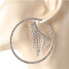 Rhinestones Fringeds Hoop Earring