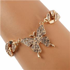 Stone Metal Butterfly Bracelet