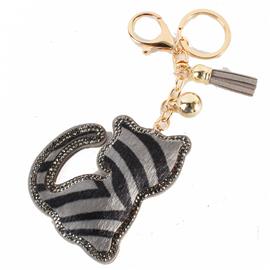 Animal Print Cat Key Chain