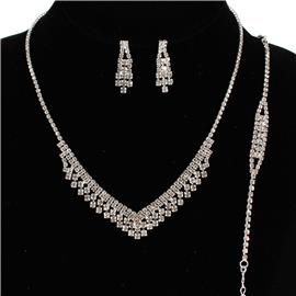 3 PC Rhinestone Necklace Set