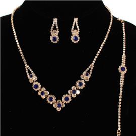 3 PC Rhinestone Necklace Set