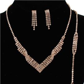 3 PC Rhinestone Necklace Set