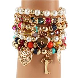 Bead Multilayereds Stretch Bracelet