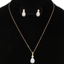 CZ Teardrop Necklace Set