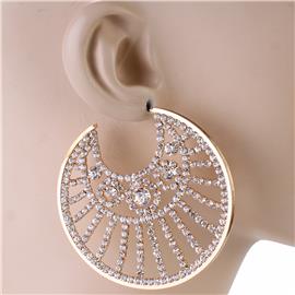 Rhinestones Hoop Lines Earring