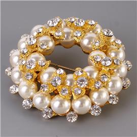 Pearl Stones Round Brooch