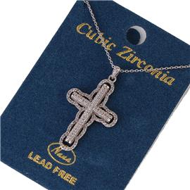 CZ Cross Pendant Neckace