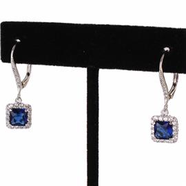 Cubic Zirconia Square Dangling Earring