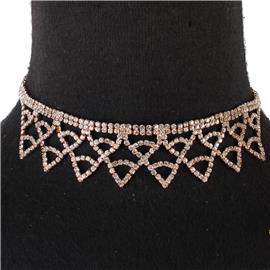 Rhinestones Multi Triangle Choker Necklace