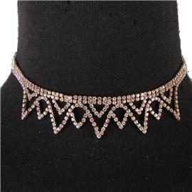 Rhinestones Triangle-Drop Choker Necklace