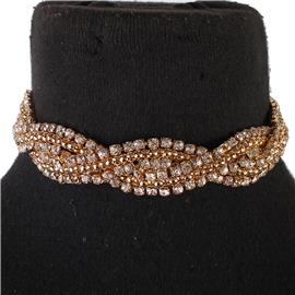 Rhinestones Twisted Choker Necklace