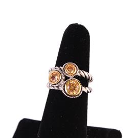 ""8" CZ 3 Stones 18KPlated Ring "