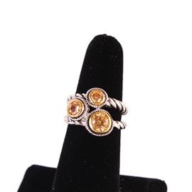 ""9" CZ 3 Stones 18KPlated Ring "