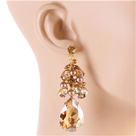 Crystal Pearl Tear Earring