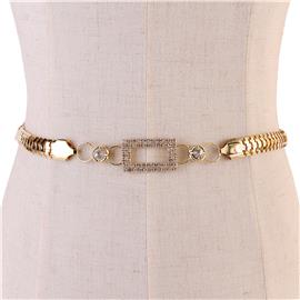 Rhinestone Square Metal Chain Belt