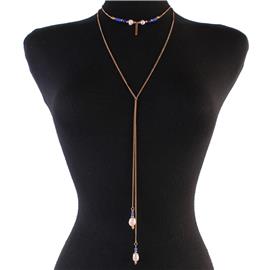 Chain Long Beads Layereds Necklace