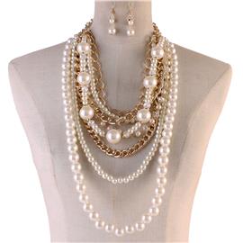 Multi-Pearl Long Necklace Set