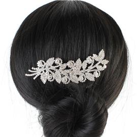 Rhinestones Swirl Leaves Hair-Comb