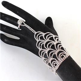 Rhinestones Casting Bracelet With Ring