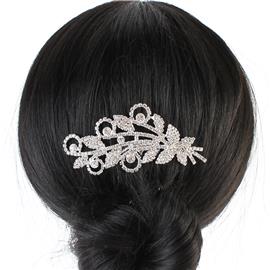 Rhinestones Casting Butterfly-Leaves Hair-Comb