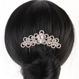 Rhinestones Casting Flower Hair-Comb