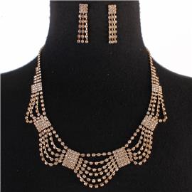 Rhinestones Drop Necklace Set