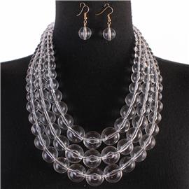 Three-Layereds Clear Ball NecklaceSet