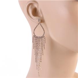 Rhinestones Fringed Tear Earring