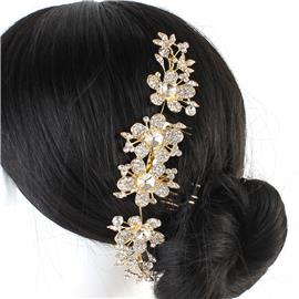 Crystal Metal Flower Hair Comb