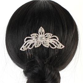 Rhinestones Swirl Flower Hair-Comb