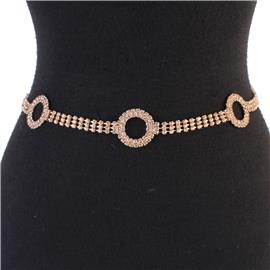 Round Rhinestone Chain Belt