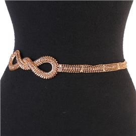 Metal Rhinestone Swirl Belt