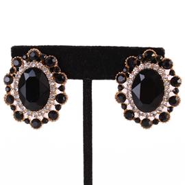 Oval Crystal Clip-On Earring