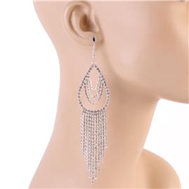 Rhinestones Tear Long Earring