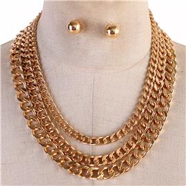 Metal Multi-Chain Necklace Set