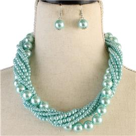 Twisted Pearl Neckace Set