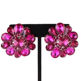 Crystal Flower Clip-On Earring