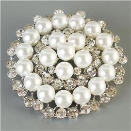 Pearl Round Brooch