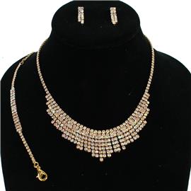 Rhinestones JR Fringed 3 Pieces Necklace Set