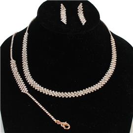 Rhinestones 3 Pieces Necklace Set