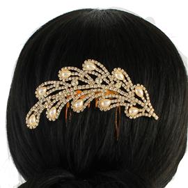 Rhinestone Pearl Hair Comb