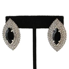 Rhinestone Oval Clip-On Earring