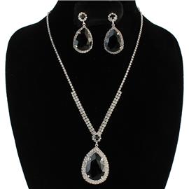 Rhinestones Teardrop Necklace Set